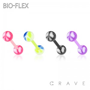 PEACE SIGN PRINTED ACRYLIC BALL BIO-FLEX BARBELL