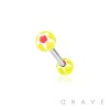 316L SURGICAL STEEL BARBELL WITH UV GLITTER STAR DESIGN ACRYLIC BALL
