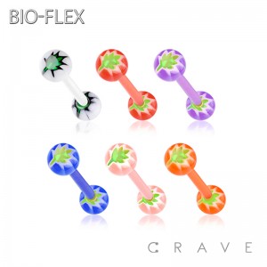 POT LEAF PRINT ACRYLIC BALL BIO-FLEX BARBELL