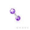 316L SURGICAL STEEL BARBELL WITH STAR DESIGN ACRYLIC BALL