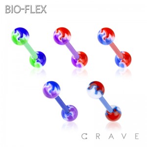 FLAME DESIGN ACRYLIC BALL BIO-FLEX BARBELL 