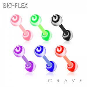SPIRAL DESIGN ACRYLIC BALL BIO-FLEX BARBELL