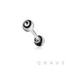 316L SURGICAL STEEL BARBELL WITH SPIRAL DESIGN ACRYLIC BALL