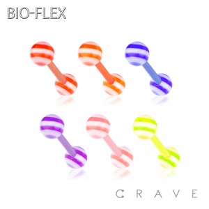 5 STRIPES PRINTED ACRYLIC BALL BIO-FLEX BARBELL