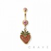STRAWBERRY CHARM DANGLE 316L SURGICAL STEEL NAVEL BELLY RING