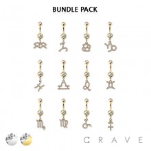 24PCS OF GEM PAVED ZODIAC SIGN NAVEL RINGS PACKAGE