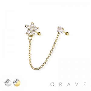 FLOWER 316L SURGICAL STEEL CHAIN CARTILAGE BARBELL