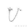CROWN 316L SURGICAL STEEL CHAIN CARTILAGE BARBELL