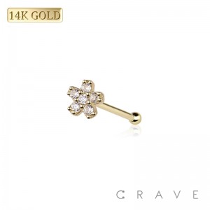 14Kt Gold FLOWER TOP NOSE STUD