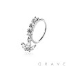 CZ MARQUISE LEAVES PRONG DANGLE ROUND CZ GEM O-RING NOSE HOOP