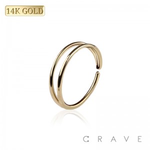 14Kt Gold DOUBLE LINE O RING HOOP