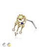 CZ MOON WITH DANGLING STARS 316L SURGICAL STEEL L-SHAPE NOSE STUD