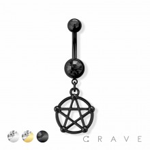 PENTACLE DANGLE 316L SURGICAL STEEL NAVEL RING