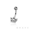 MARQUISE MULTI GEM CROWN 316L SURGICAL STEEL NAVEL RING