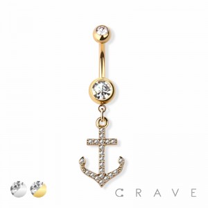 316L Surgical Steel Multi Gem Anchor Belly Button Navel Ring 316L Surgical Steel Multi Gem Anchor Belly Button Navel Ring
