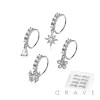 8PCS OF ASSORTED CZ DANGLE 316L SURGICAL STEEL O-RING NOSE HOOP BOX