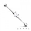 HEART CZ CENTER 316L SURGICAL STEEL INDUSTRIAL BARBELL