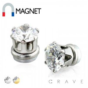 12 PAIRS OF PRONG SET CZ MAGNETIC BACK FAKE EARRING PACKAGE