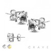 PAIR OF PRONG SQUARE CZ STUD EARRINGS WITH PRE PRICED LABELED CARD