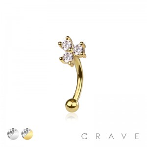 TRIPLE GEM 316L SURGICAL STEEL CURVED BARBELL