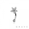 CZ FLOWER TOP 316L SURGICAL STEEL CURVED BARBELL