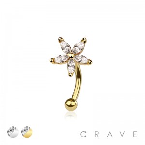 STAR FLOWER 316L SURGICAL STEEL CURVED BARBELL