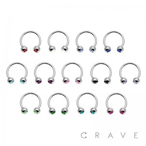 316L SURGICAL STEEL HORSESHOE WITH SINGLE GEM (external thread)