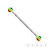 RASTA ACRYLIC BALL END 316L SURGICAL STEEL INDUSTRIAL BARBELL