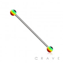 RASTA ACRYLIC BALL END 316L SURGICAL STEEL INDUSTRIAL BARBELL