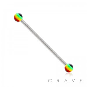 RASTA ACRYLIC BALL END 316L SURGICAL STEEL INDUSTRIAL BARBELL