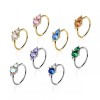 DOUBLE PRONG CZ GEM TOP 316L SURGICAL STEEL NOSE O-RING HOOP