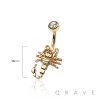 SCORPION WITH GEM TOP 316L SURGICAL STEEL NAVEL BELLY RING