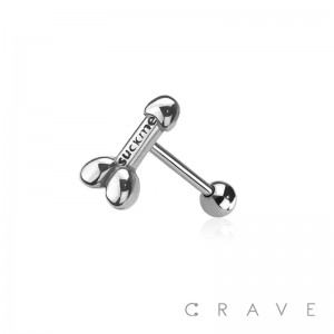 PENIS (SUCK ME) 316L SURGICAL STEEL TONGUE BARBELL