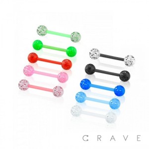 BIO-FLEX BARBELL WITH ULTRA GLITTER ACRYLIC COLOR BALL
