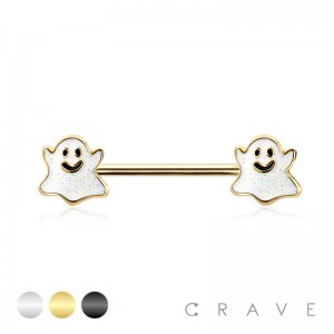 LITTLE GHOST ENDS 316L SURGICAL STEEL NIPPLE BAR