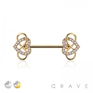 INFINITY HEART 316L SURGICAL STEEL BARBELL NIPPLE BAR