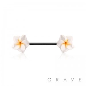 CALLA LILY 316L SURGICAL STEEL ACRYLIC NIPPLE BAR