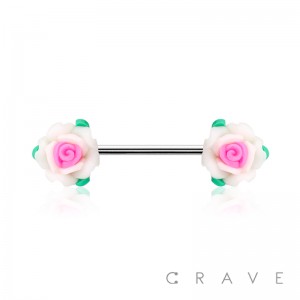 FLOWER 316L SURGICAL STEEL ACRYLIC NIPPLE BAR