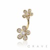 DOUBLE GEM DAISY 316L SURGICAL STEEL NAVEL BELLY RING