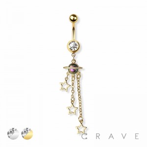 PLANET STAR DANGLE 316L SURGICAL STEEL NAVEL BELLY RING