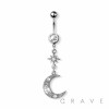 MOON STARBURST 316L SURGICAL STEEL NAVEL BELLY RING