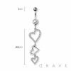TRIPLE HEART 316L SURGICAL STEEL NAVEL BELLY RING