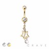 SHOOTING STAR 316L SURGICAL STEEL NAVEL BELLY RING