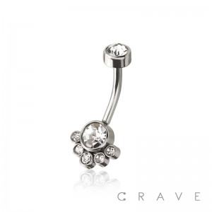 MULTI CLUSTER 316L SURGICAL STEEL NAVEL BELLY RING
