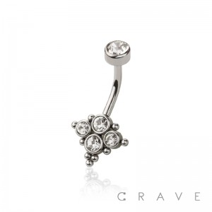 MULTI CLUSTER 316L SURGICAL STEEL NAVEL BELLY RING