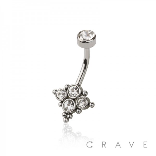 MULTI CLUSTER 316L SURGICAL STEEL NAVEL BELLY RING