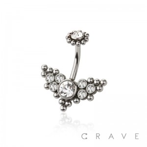 MULTI CLUSTER 316L SURGICAL STEEL NAVEL BELLY RING