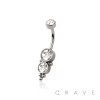 DOUBLE GEM CLUSTER 316L SURGICAL STEEL NAVEL BELLY RING
