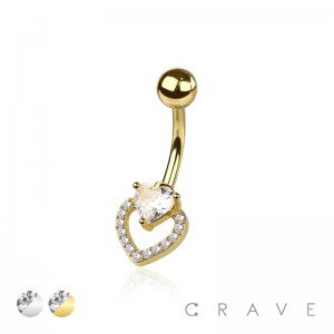 HEART 316L SURGICAL STEEL NAVEL NON DANGLE BELLY RING