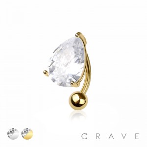 TEAR DROP 316L SURGICAL STEEL REVERSE NAVEL BELLY RING